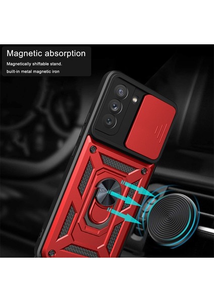 Samsung Galaxy S21 Fe Kılıf Lens Sürgülü Yüzüklü Tank Silikon Pars fiyatları