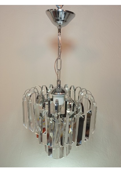 Turkuaz Tekli Krom Kaplama Kristal Taşlı Avize modelleri