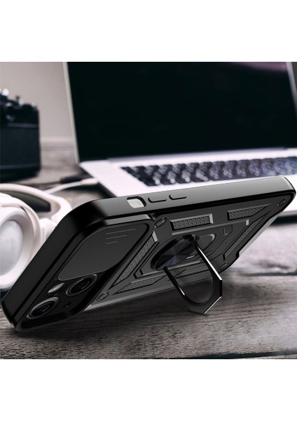 iPhone 14 Plus Kılıf Lens Sürgülü Yüzüklü Tank Silikon Pars modelleri