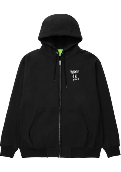 Touz Moda  Death Note Oversize Fermuarlı Siyah Unisex Kapüşonlu Hırka