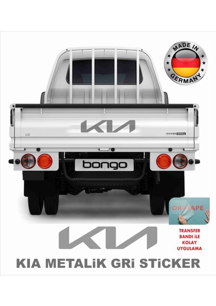 Kia Bongo Logo Sticker Kasa Yazısı 40X10 cm Metalik Gri