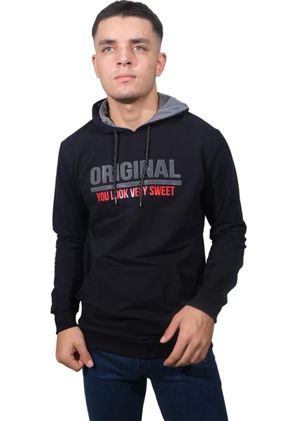 Erkek Orıgınal Lacivert Kapüşonlu SWEATSHIRT-212