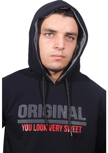 Erkek Orıgınal Lacivert Kapüşonlu SWEATSHIRT-212 fiyatları