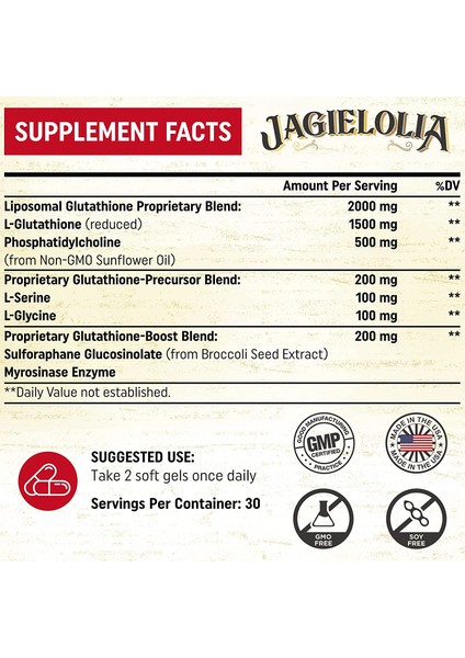 Liposomal Glutathione 2000 Mg With L-Serine L-Glycine And Sulforaphane 60 Softgels