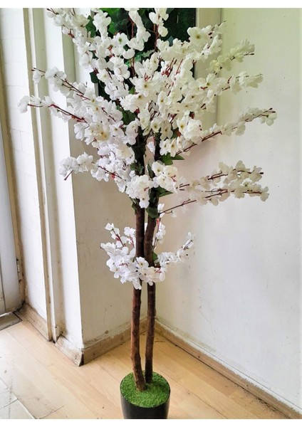 Yapay Beyaz Bahardalı 1.50 mt Boy Japon Kirazı Çiçeği Beyaz Bahar Dalı