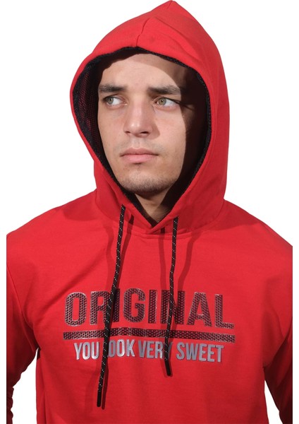 Daniel Milano  Erkek Kırmızı Kapüşonlu SWEATSHIRT-210