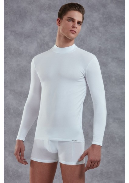 Erkek Modal Boğazlı Yaka Uzun Kol T Shirt 2930 modelleri