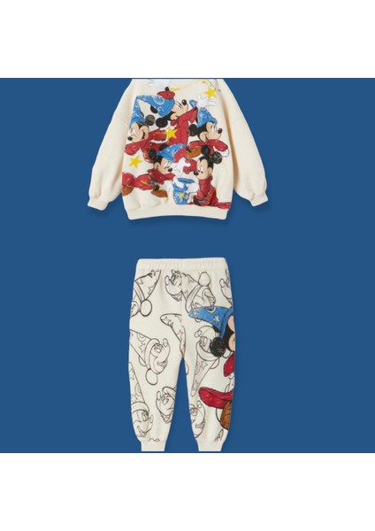 Kız Erkek Çocuk Unisex Büyücü Mickey Baskılı Disney Alt Üst Takım Eşofman Takımı fiyatları