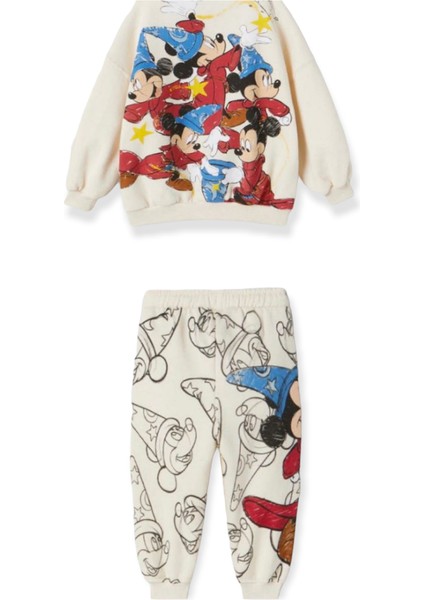 Kız Erkek Çocuk Unisex Büyücü Mickey Baskılı Disney Alt Üst Takım Eşofman Takımı