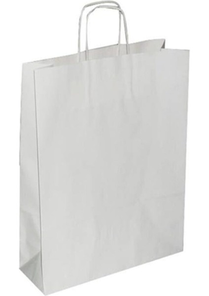 Beyaz 25X12X31 ( 25 Adet ) ( Kağıt Poşet Çanta )