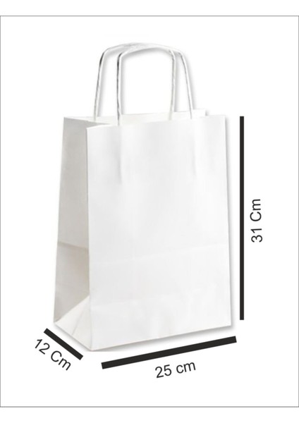 Beyaz 25X12X31 ( 25 Adet ) ( Kağıt Poşet Çanta ) fiyatları