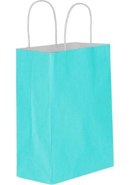 Mavi Kraft Çanta 18X8X24 ( 100 Adet ) ( Kağıt Poşet Çanta )