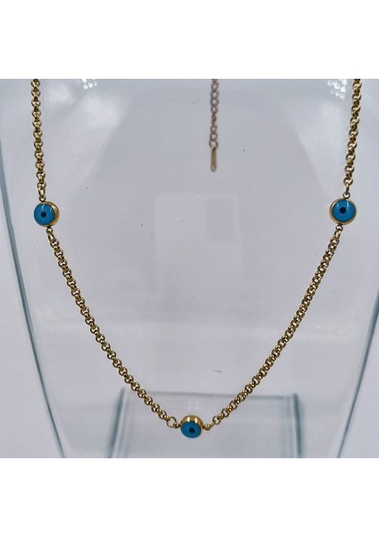 Çelik Üç Nazar Boncuklu Kolye fiyatları