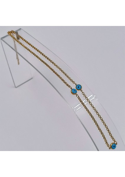 Çelik Üç Nazar Boncuklu Kolye modelleri