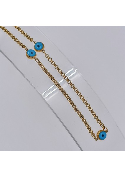 Çelik Üç Nazar Boncuklu Kolye fırsatları