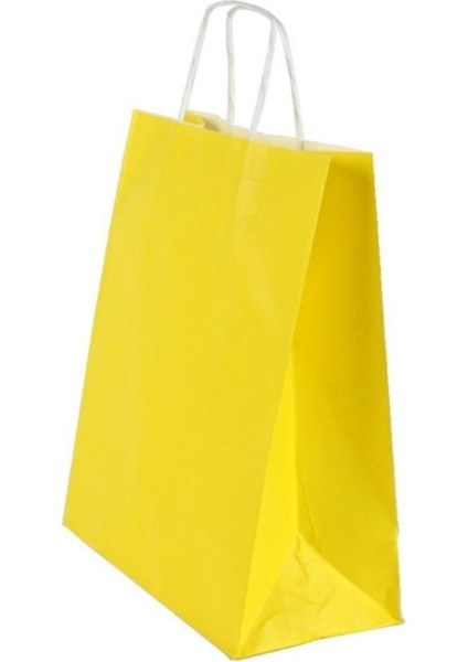 Sarı Çanta 25X12X31 ( 25 Adet ) ( Kağıt Poşet Çanta )