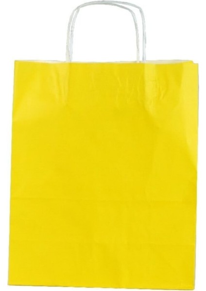 Sarı Çanta 25X12X31 ( 25 Adet ) ( Kağıt Poşet Çanta )