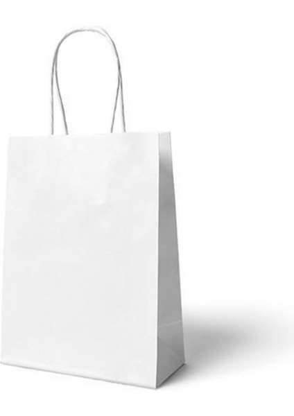 Beyaz 18X8X24 ( 250 Adet ) ( Kağıt Poşet Çanta )