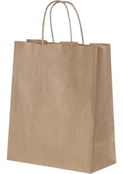 Burgu Saplı Kraft Kağıt Çanta 25X12X31 cm - 25'li