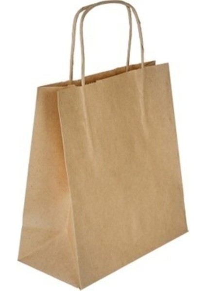 Kağıt Çanta 19X8X24 Kraft 90 gr Burgu Sap 25 Adet
