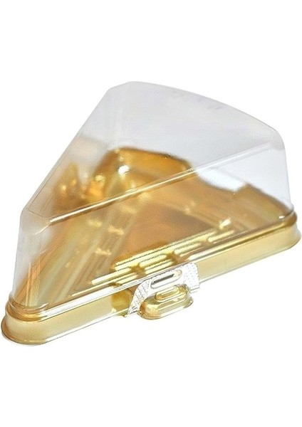 Plastik Üçgen Pasta Kutusu Gold 15,1X12,6X12,5 cm ( 40 Adet )