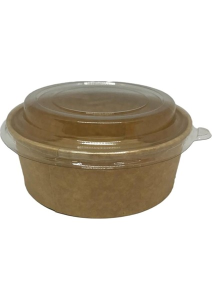 Kahverengi Kraft Kapaklı Salata Kabı 50 Adet 750 gr