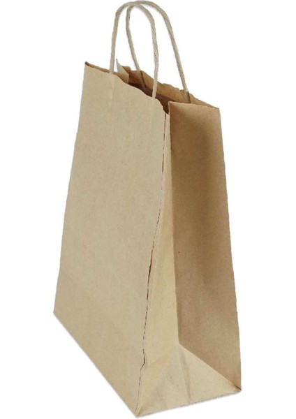 Burgu Büküm Sap Kraft Kağıt Poşet Çanta, 25X31X12CM, 300 Adet