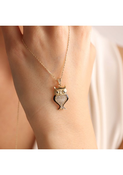 14 Ayar Altın Baykuş Kolye Owl modelleri