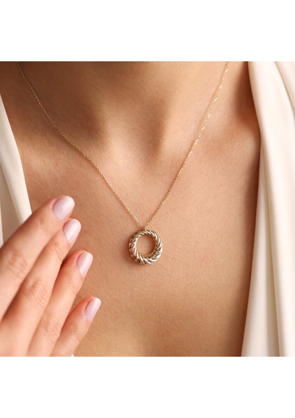 14 Ayar Altın Halka Kolye Yeni Circle