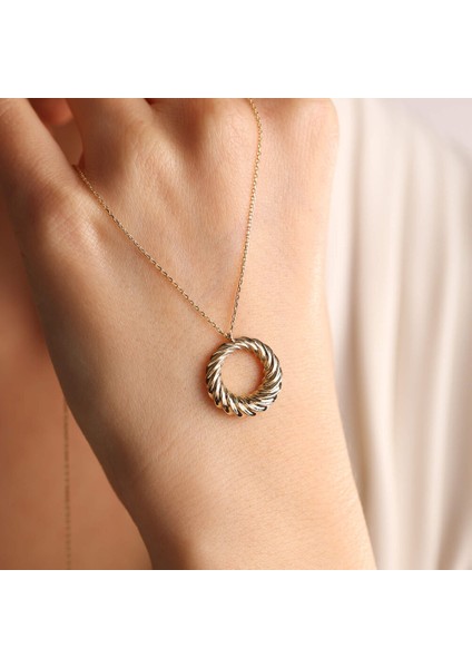 14 Ayar Altın Halka Kolye Yeni Circle modelleri