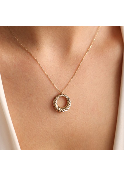 14 Ayar Altın Halka Kolye Yeni Circle fırsatları