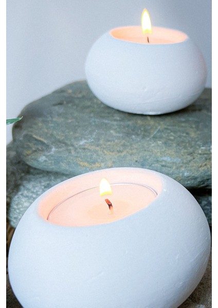 3'lü Yuvarlak Beyaz Tealight Mumluk Seti • 3 Adet Tealight Mum