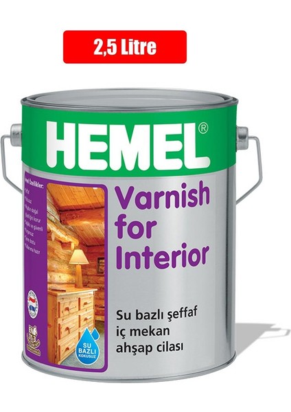 Hemel Varnish For Interior Su Bazlı - Aqua Lambri Cila Iç Mekan 2.5 Lt