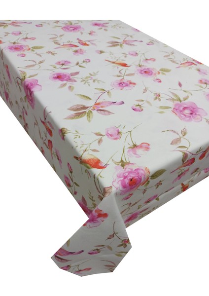 Manifatura Dertsiz Kumaş Masa Örtüsü Pembe Çiçek Desenli