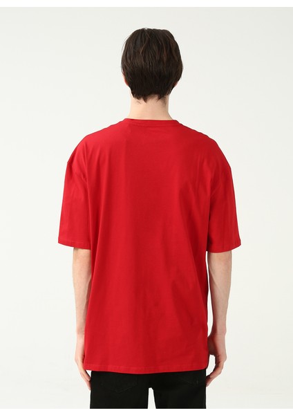 Bisiklet Yaka Baskılı Kırmızı Erkek T-Shirt TC9011BASIC Cepli fırsatları