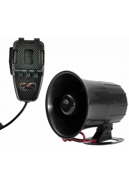 Hko 3 Sesli Mikrofonlu Siren 12V 40W Karbon