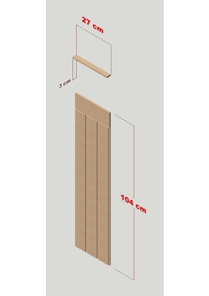 Duvar Paneli 27 cm Genişlik x 105 cm Ham Mdf Duvar Paneli ( 10 mm Kalınlık )