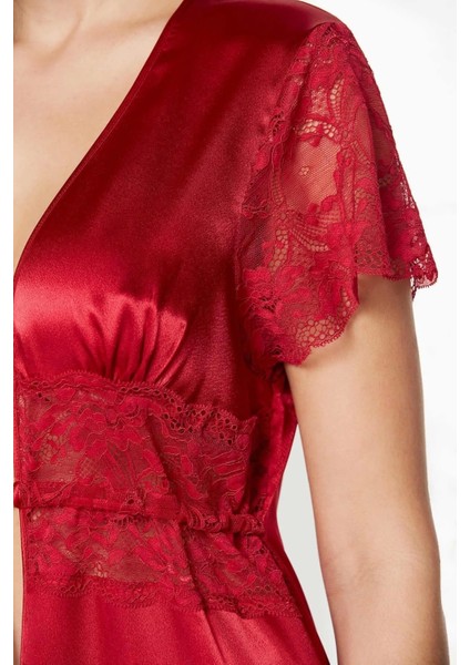 Saten Sabahlık - 1020 Kırmızı modelleri