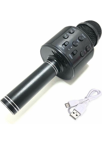 Profesyonel Bluetoothlu Karaoke Mikrofon - Aux Sdcard - Siyah
