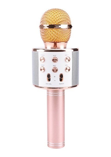 WS-858 Bluetooth Karaoke Mikrofon Hoparlör - Rose Gold