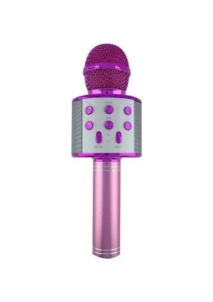 WS-858 Profesyonel Ses Kaydı Yapabilen Eğlenceli Karaoke Mikrofon WS858 Pembe