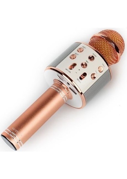 WS-858 Profesyonel Ses Kaydı Yapabilen Karaoke Mikrofon WS858 Rose Gold