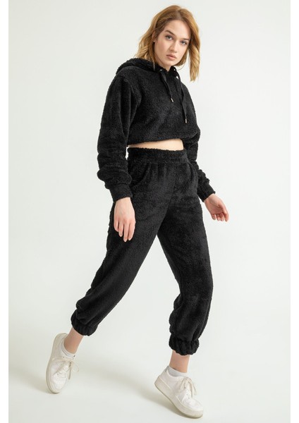 Kapüşonlu Crop Boy Oversize Kadın Sweatshirt