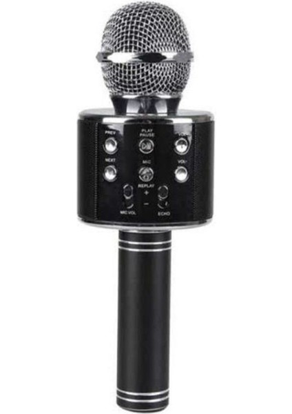 WS-858 Karaoke Mikrofon Bluetooth Hoparlör Aux USB Mikro Sd Kart Girişli