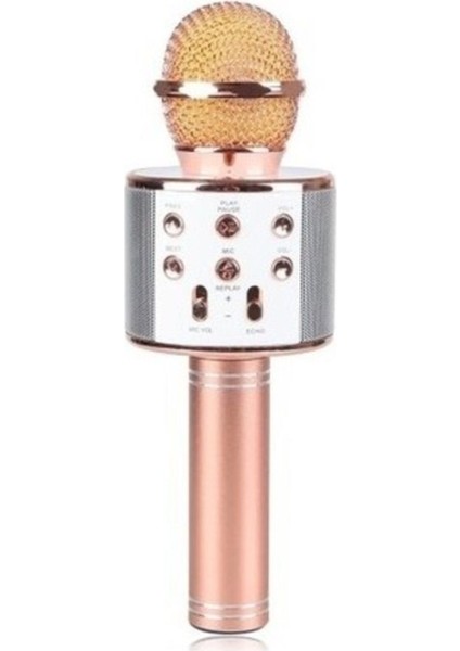 WS-858 Profesyonel Ses Kaydı Yapabilen Karaoke Mikrofon WS858 Rose Gold