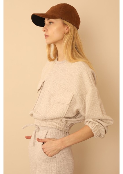 Çift Cepli Oversize Kadın Sweatshirt modelleri