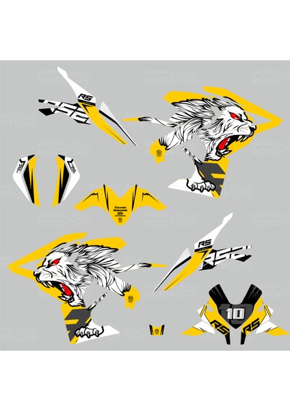 Bajaj Pulsar RS 200 Tiger Design Sarı Sticker Set fiyatları