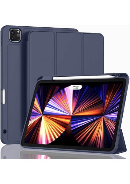 Apple iPad Pro 12.9 4. Nesil 3. Nesil Kılıf Pen Charge Kalem Bölmeli A1876 A2014 A1895 A1983 A2229 A2069 A2232 A2233