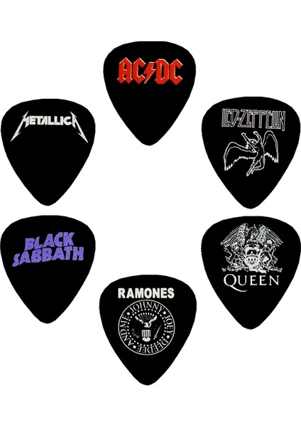 Gitar Pena 6 Adet Rock Baskılısı Gitar Penası