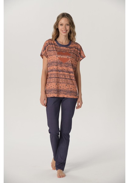 Kadın Kısa Kol Pamuklu Yazlık Pijamatakımı